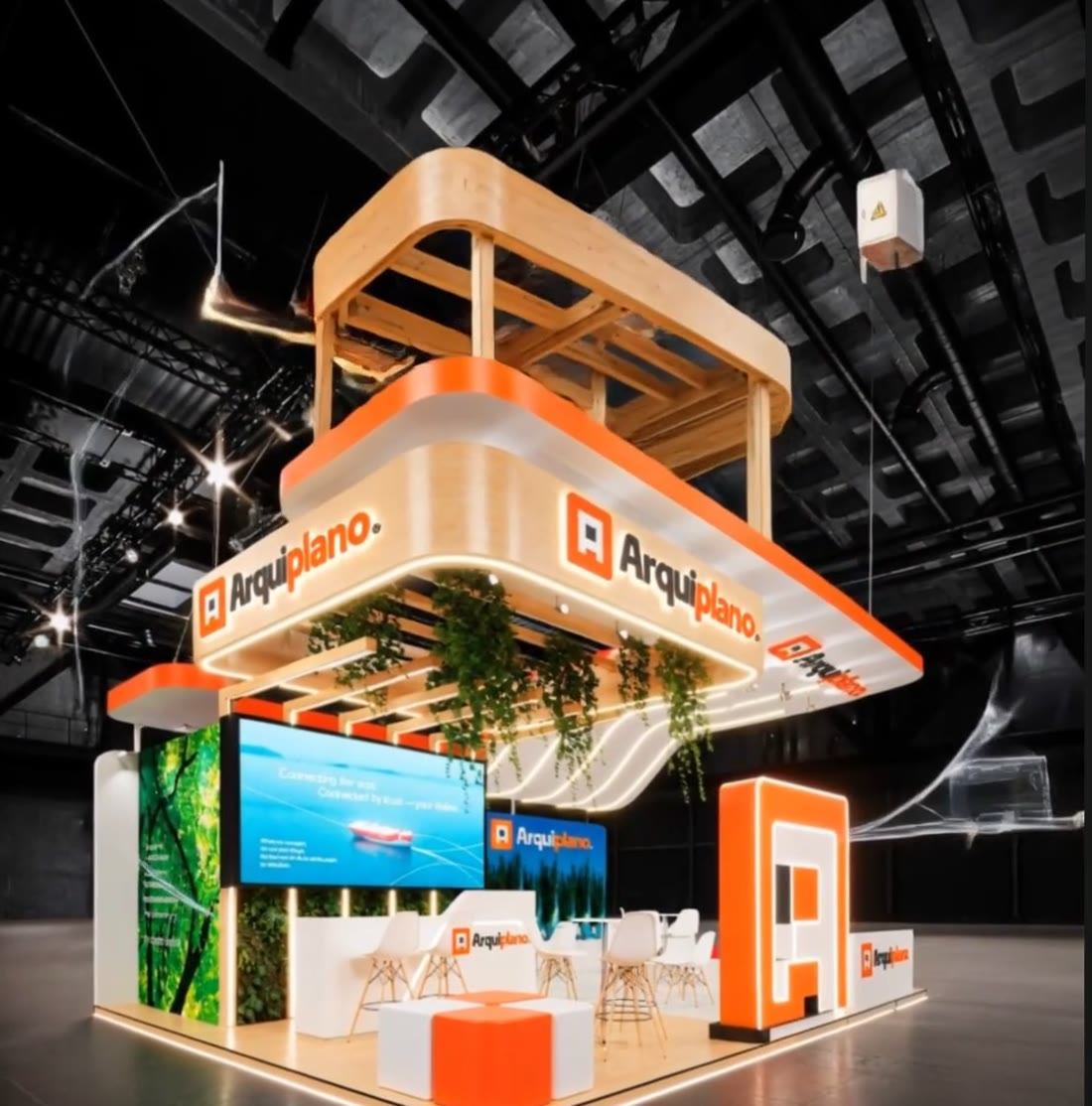 Stand da Arquiplano montado em pavilhão de feira em São Paulo